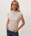Michael Stars Amara Power Shoulder Tee In Neutral