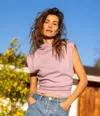 Michael Stars Amara Power Shoulder Tee In Palm
