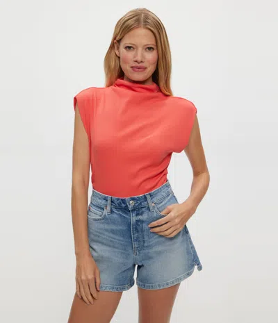 Michael Stars Amara Power Shoulder Tee In Red