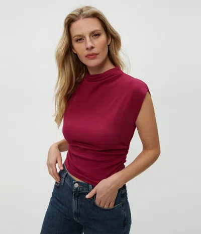 Michael Stars Amara Power Shoulder Tee In Red