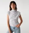 Michael Stars Amara Ribbed Power Shoulder Tee In Crescent