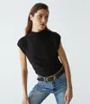 Michael Stars Amara Ribbed Power Shoulder Tee In Spritz