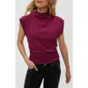 Michael Stars Amara Cropped Power Shoulder Tee In Red