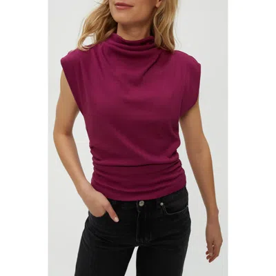 MICHAEL STARS MICHAEL STARS AMARA RUCHED COWL NECK RIB T-SHIRT