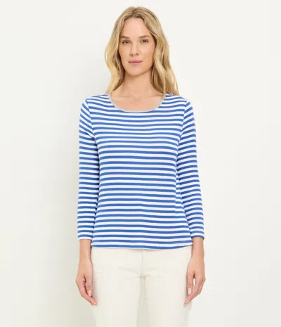 Michael Stars Amelee Striped Ribbed Boat Neck Tee In Blue