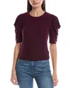 Michael Stars Andrea Pleated Sleeve Top In Blue