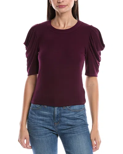 Michael Stars Andrea Pleated Sleeve Top In Blue