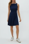 Michael Stars Andy Mini Skater Dress In Blue