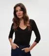 Michael Stars Angelina Shine V-neck Tee In Black
