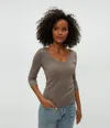 Michael Stars Angelina Shine V-neck Tee In Cobblestone