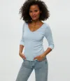 Michael Stars Angelina Shine V-neck Tee In Fountain