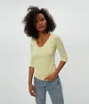 Michael Stars Angelina Shine V-neck Tee In Lemonade