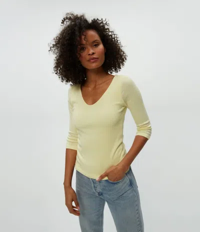 Michael Stars Angelina Shine V-neck Tee In Lemonade