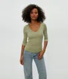 Michael Stars Angelina Shine V-neck Tee In Linden