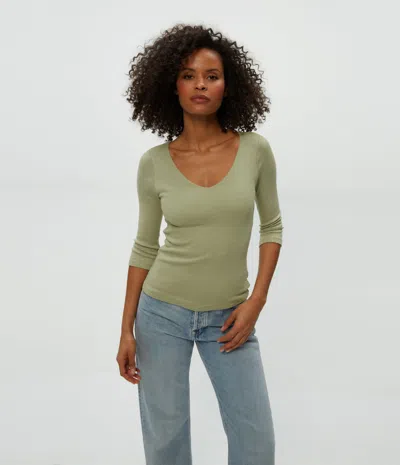 Michael Stars Angelina Shine V-neck Tee In Linden