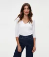 Michael Stars Angelina Shine V-neck Tee In White