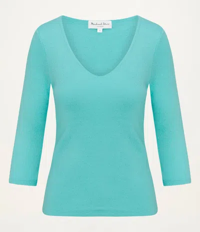 Michael Stars Angelina Shine V-neck Tee In Blue