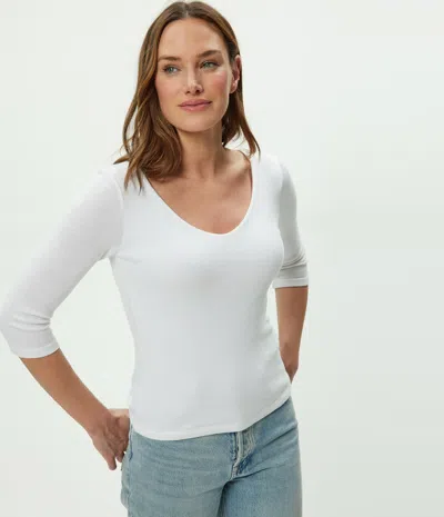 Michael Stars Angelina Shine V-neck Tee In White