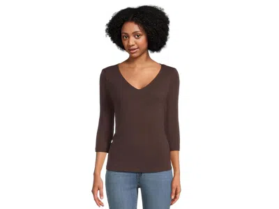 Michael Stars Angelina V-neck T-shirts In Brown