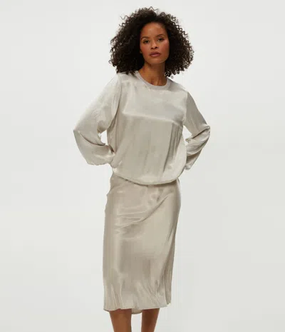 Michael Stars Ariel Satin Sweatshirt In Cement