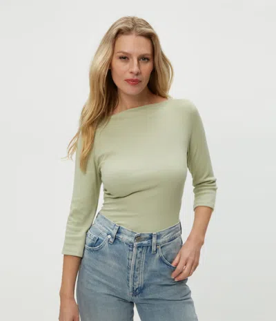 Michael Stars Asha 3/4 Sleeve Straight Neck Top In Seacrest