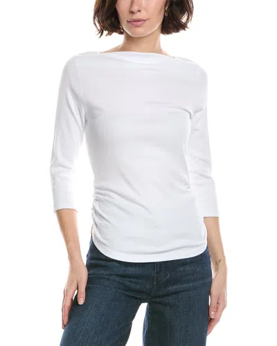 Michael Stars Asha 3/4 Sleeve Straight Neck Top In White