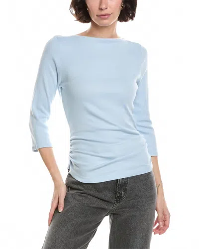 Michael Stars Asha Quarter Sleeve Straight Neck Top In Ocean In Blue