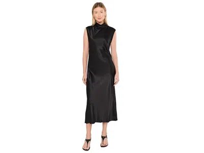 Michael Stars Astra Bias Mock Neck Dress Women's Dress Black: Md (us 6-8), Rayon/viscose