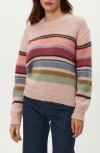 Michael Stars Aura Stripe Crewneck Sweater In Pink