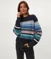 Michael Stars Aura Stripe Crewneck Sweater In Blue