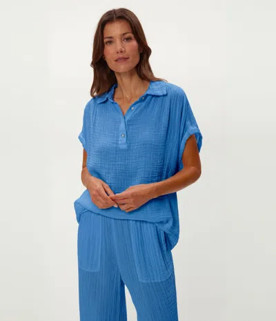 Michael Stars Avalon Gauze Top In Blue