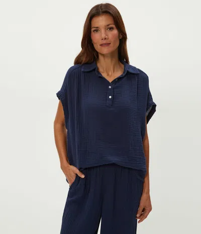 Michael Stars Avalon Pop Over Top In Blue