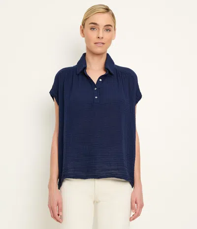 Michael Stars Avalon Pop Over Top In Blue