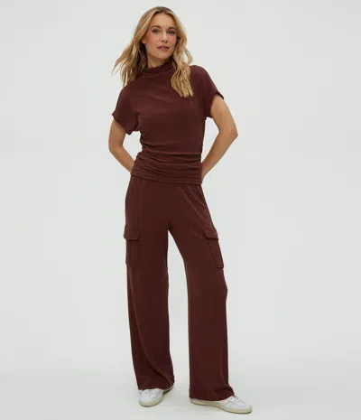 Michael Stars Avery Ribbed Cargo Pant In Brown