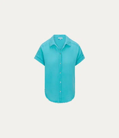 Michael Stars Bailey Gauze Button Down Shirt In Blue