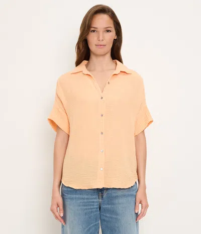 Michael Stars Bailey Gauze Button Down Shirt In Blue