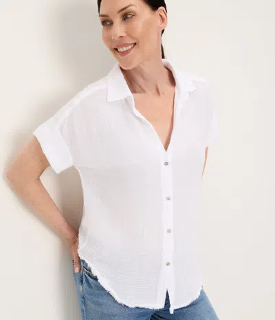 Michael Stars Bailey Gauze Button Down Shirt In Cobblestone