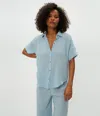 Michael Stars Bailey Gauze Button Down Shirt In Fountain