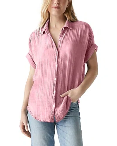 Michael Stars Bailey Gauze Button Down Shirt In Pink