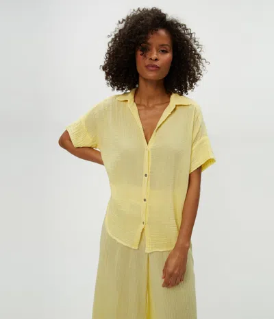 Michael Stars Bailey Gauze Button Down Shirt In Lemonade
