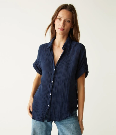 Michael Stars Bailey Gauze Button Down Shirt In Nocturnal