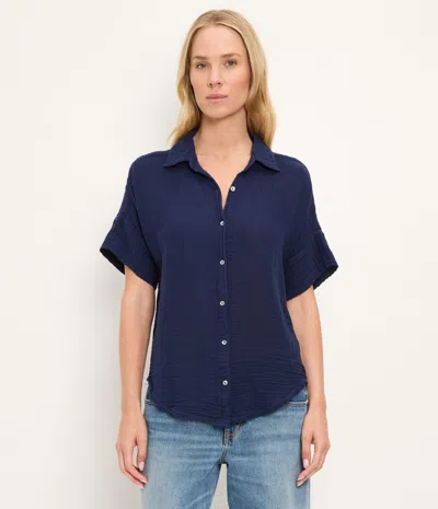 Michael Stars Bailey Gauze Button Down Shirt In Nocturnal
