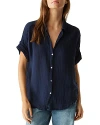 Michael Stars Bailey Gauze Button Down Shirt In Nocturnal