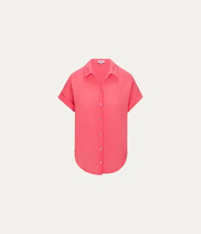 Michael Stars Bailey Gauze Button Down Shirt In Pink