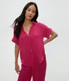 Michael Stars Bailey Gauze Button Down Shirt In Pitaya