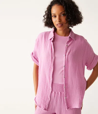 Michael Stars Bailey Gauze Button Down Shirt In Salt Water