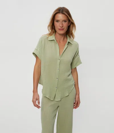 Michael Stars Bailey Gauze Button Down Shirt In Seacrest