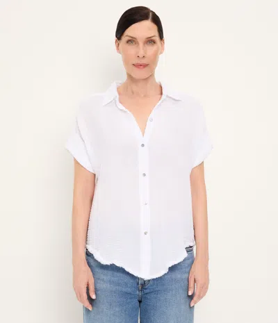 Michael Stars Bailey Cotton Gauze Button-down Shirt In White