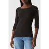 Michael Stars Basic Crew Neck 3/4 Sleeve T-shirt In Black