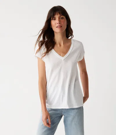 Michael Stars Baxter V-neck Tee In White